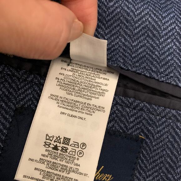 Brooks Brothers 1818 Regent Dondi Jersey Herringbone Soft Linen blend blazer 45R - Picture 10 of 11